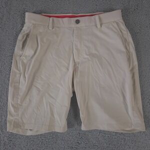 Redvanly Shorts Mens Medium Beige Chino 8" Golf Performance Elastic Preppy